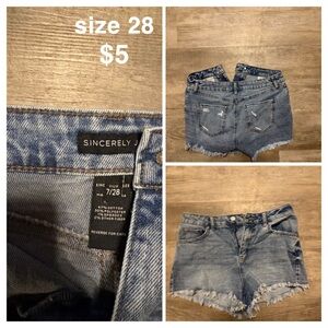 Sincerely Jules Distressed Blue Jean Shorts